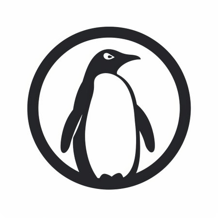 a simple black line icon of a penguin on a white background. this icon is 100% vector and has a clean design with evenly spaced shapes. it does not have any excess vector dots. perfect for name designs and various icon designs. ai generatedの素材