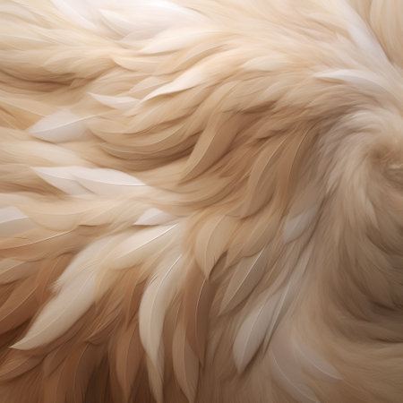an animal with feathers is captured in this close-up image, showcasing soft tonal transitions and organic abstraction. the light beige and light amber hues add a warm and natural feel to the picture. shot with a canon eos 5d mark iv, the image boasts 8k resolution, highlighting the intricate organic contours. this digital art piece showcases masterful techniques. ai generatedの素材