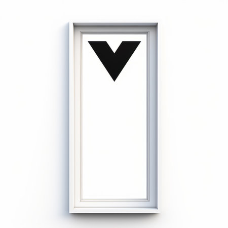 a black frame showcases an open letter v, embodying the essence of conceptual minimalism. the light white and white tones add to its aesthetic appeal. this artwork draws inspiration from windows vista, advertising art, and minimalist figuration. the urban signage influence is evident in the sharp perspective angles, creating a visually captivating composition. ai generatedの素材