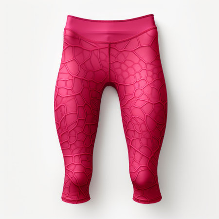 a women's pink legging style featuring an abstract pattern with realistic, detailed rendering. the design showcases uneven textures, red threads, and realistic forms, reminiscent of the artistic style of dino valls. the leggings also exhibit captivating color gradients and intricate detailed engraving. ai generatedの素材