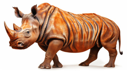rhinos: a mesmerizing 8k 3d image showcasing the beauty of these magnificent creatures. with their dark brown and orange hues, intricate body-painting, and whimsical figurines, this uhd photo captures the essence of rhinos. explore the striped patterns and learn about the difference between real and fake rhino in this stunning bert stern-inspired composition. ai generatedの素材