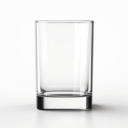 a highball glass sits on a white surface, showcasing a realistic hyper-detailed rendering. the minimalist simplicity of the composition is enhanced by the wide angle lens, capturing the rectilinear forms with precision. the image exudes sharp and clever humor, complemented by clean-lined aesthetics and the skillful use of screen tones. ai generatedの素材