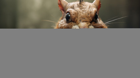 a wild tree squirrel is captured in this intense close-up photo, set against a backdrop of monsters and creatures in a wallpaper style rendered in unreal engine. the squirrel's intense emotional expression adds to the overall atmosphere of the image. with elements like leatherhide, consumer culture critique, and goblin academia, this photo offers a unique and captivating visual experience. ai generatedの素材