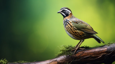 bird perched on a branch against a vibrant green backdrop, reminiscent of a national geographic-style photo. the image showcases a captivating photoillustration technique, with gradient color blends adding depth and visual appeal to the composition. ai generatedの素材