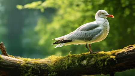 a small brown bird perched on a log in the forest, captured in the style of elizabeth gadd. the image showcases a light green and white color palette, reminiscent of dutch marine scenes. this high-resolution uhd photograph, reminiscent of gabriel metsu's work, features a symbolic use of animals. it has also been recognized as a contest winner. ai generatedの素材