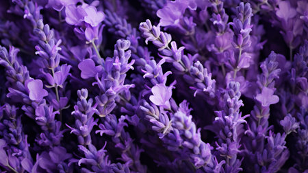 a closeup image of lavender on a table, showcasing intricate flower patterns. this macro zoom photograph captures the beauty of lavender in high resolution, with a luminous sfumato effect. the detailed background elements add depth to the composition. this matte photo can be found on flickr. ai generatedの素材