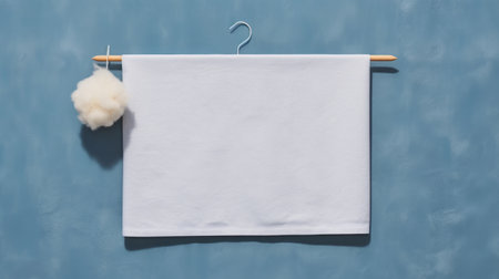 a gray and white towel featuring the words "moon moon" printed on it. this minimalist still life design is inspired by the style of carolina herrera. the towel combines elements of mcdonaldpunk, conceptual playlists, tivadar csontvry kosztka, constantin joffe, and logo aesthetics. ai generatedの素材