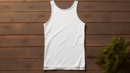 a men's t-shirt is showcased on the side of a wooden wall, featuring an empty side view mockup. the design is characterized by smooth curves and a solid, structured appearance. the white t-shirt is complemented by detailed foliage, creating a visually appealing contrast. the use of a leica cl camera adds to the iconic and high-quality feel of the image. ai generatedの素材