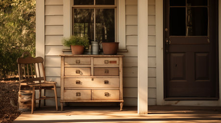 a vintage-style wooden wall on the front porch captures the essence of the french countryside with its beige and amber hues. this schlieren photograph showcases the dreamy atmosphere of australian landscapes, providing a stunning visual in 32k uhd resolution. ai generatedの素材