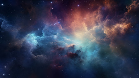 3d galaxy clouds wallpaper featuring a mesmerizing blend of colors inspired by the style of caras ionut. available for free download in various formats including cdr, jpg, bmp, and rgb. this captivating design showcases interstellar nebulae, creating an ethereal and dreamlike atmosphere. with a beautiful combination of light red and turquoise hues, it evokes a sense of wonder and awe. the artwork also incorporates elementsの素材