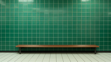 a green tiled wall, in the style of minimalist still life, serves as a study place and confessional. the dark white and dark cyan colors create a captivating contrast. this high-resolution 8k photo, found on flickr, showcases the wall's intensely detailed design. ai generatedの素材