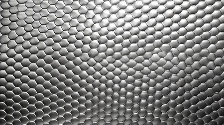 a sheet of metal texture and background featuring small diamonds in a figura serpentinata style. this monochrome geometry showcases a metallic sculpture with hyper-realistic oil details. the matte photo captures the essence of snailcore aesthetics. ai generatedの素材