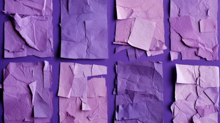 pink and purple crumpled paper on a vibrant purple background. this collage-like piece features bold color blocks and monochromatic shadows. with a focus on environmental awareness, the artwork showcases blink-and-you-miss-it details. the post-impressionist colorism is evident through the use of dark purple and light beige tones. ai generatedの素材