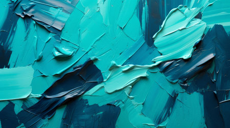 blue and white abstract canvas wall art featuring vibrant blue paint splatters. this close-up photograph showcases the unique style of dark turquoise and light emerald, with sculpted impressionism and angular brushstrokes. the thick impasto brushstrokes create a textured effect, while the color field compositions and realistic color palette add depth and visual interest. ai generatedの素材