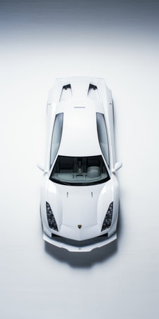 a full body kit submarine murcielago is captured in this well-lit 8k photo studio shoot. the white background enhances the silhouette of the car, viewed from an above perspective. the perfectly finished paint shines in sharp focus, revealing clear and detailed features. the image has a cinematic and hyper-realistic quality, with off-white tones and a symmetrical composition. ai generatedの素材