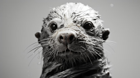 an oceanic animal captured in a realistic and emotive portrait style, showcasing an underwater view. this captivating image is created using zbrush and adox silvermax techniques, resulting in a textured exploration of the subject. the close-up shot reveals intricate details of the animal, while the plastic material adds a unique touch. ai generatedの素材