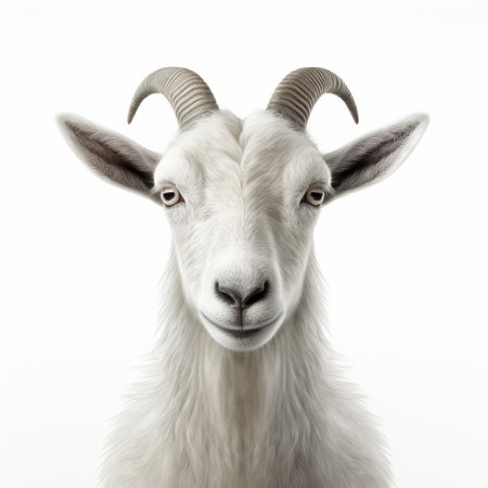 a goat and sheep portrait in a vector transparent 3d background with horns on white. the style is reminiscent of todd hido, national geographic photos, and peter coulson. the image features minimal retouching, ultra hd quality, and a crisp and clean look. ai generatedの素材