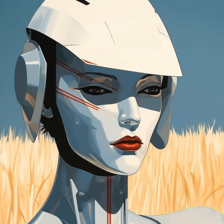 a futuristic figure art piece by nebosi art, displayed at the nebosi art gallery. this scifi artwork, inspired by the style of cliff chiang, showcases soft brushstroke realism and features futuristic robots. the piece also incorporates elements reminiscent of ekaterina panikanova's work and the aesthetics of the farm security administration. captured in stunning 8k resolution, this artwork by nebosi art is a testament to theの素材
