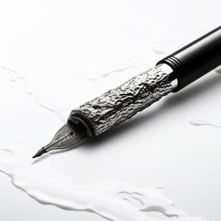 a black gel pen creates an exquisite black and white engraving-like effect on a glass surface. the wet-on-wet blending technique results in boldly textured surfaces, showcasing the precisionist style. the intricately sculpted details and hyperrealistic rendering make this high-quality photo a captivating visual experience. ai generatedの素材