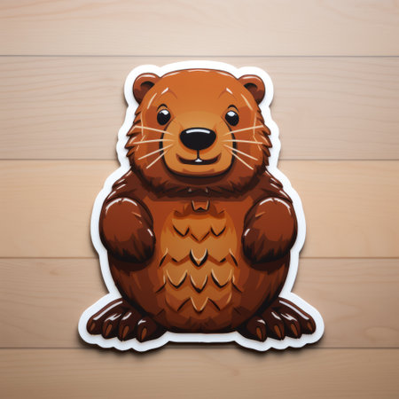 a free wood sticker featuring a hyper-detailed rendering of a beaver in a vibrant cartoonish style. the sticker has a datamosh effect and is inspired by quadratura and cross-processing techniques. it can be used for various purposes, including on websites and as a political illustration. ai generatedの素材