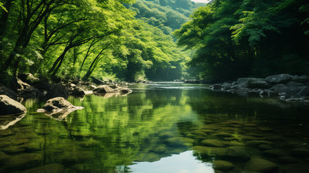 mums of wolding river korea and hancheongnam are beautifully captured in this photo, showcasing reflections and mirroring. the nature-inspired motifs in shades of light green and green create a soothing atmosphere. shot with a nikon f2 in 32k uhd, the eye-catching composition and professional photography skills make this image truly captivating. perfect for manapunk enthusiasts, this photo is available on unsplash. ai generatedの素材
