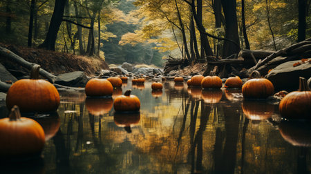 a mesmerizing photo of the wolding river in korea and hancheongnam, showcasing the beauty of nature through reflections and mirroring. the image captures the essence of the pumpkin spice season with its warm tones and nature-inspired motifs. shot with a nikon f2 camera in 32k uhd resolution, this eye-catching composition is a testament to the skill of the professional photographer. a stunning piece of manapunkの素材