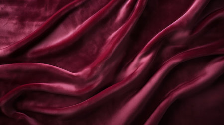a blurred red silk fabric background with dark bronze and magenta tones sets the stage for wavy resin sheets. this artistic composition by serge marshennikov showcases meticulous detailing and creates a soft, dreamy atmosphere. the image captures the exquisite clothing detail, adding to the overall allure of the scene. ai generatedの素材