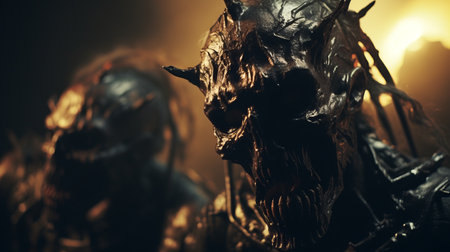 a hyper grainy and dark scene captured in a film still from a 1980s grindhouse movie. this punk art photograph showcases a disgusting monster in the night, with intricate details and a surrealistic vibe. shot with a canon eos r3 and a 50mm f/1.8 lens, the image has a hyper-realistic quality and is enhanced with color correction and high resolution. a haunting and eerie portrayalの素材