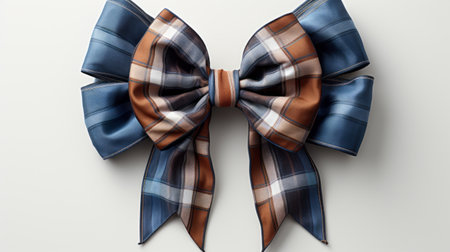 blue plaid bow and plaid pattern on a white background, reminiscent of the style of carl kleiner. the image features a combination of dark bronze and light bronze tones, inspired by the aesthetics of windows vista. the composition showcases elements of robert antoine pinchon's artistry, with a touch of handcrafted beauty. the image has been digitally manipulated, adding a unique twist to the work, reminiscentの素材