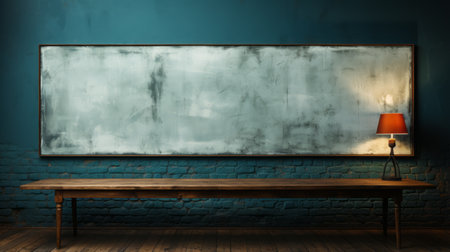 the photo depicts a light blue paint on the wall, reminiscent of post-apocalyptic backdrops. it showcases the artistic style of the school of london, with elements of vignetting and american tonalism. the color palette includes dark cyan and bronze, while the clear edge definition adds depth to the image. this photo captures a unique study place. ai generatedの素材