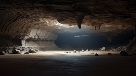 3d caves wallpaper stock graphic images featuring desolate landscapes in dark white and light bronze tones. the ethereal minimalism of these images is reminiscent of dogon art, capturing the essence of wide-angle lens photography, such as the tokina at-x 11-16mm f2.8 pro dx ii and canon ef 24-70mm f2.8l ii usm. ai generatedの素材