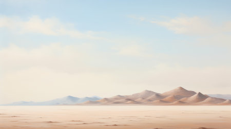 a stunning 8k resolution painting capturing the beauty of clouds and mountains in the desert. this artwork showcases subtle gradients and coastal scenery, reminiscent of the dansaekhwa style. the flattened perspective adds depth to the composition, while the use of a konica auto s3 camera and rtx technology enhances the visual experience. ai generatedの素材