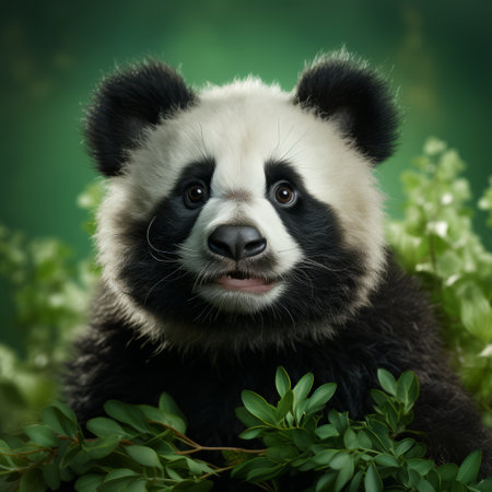 a panda bear wallpaper featuring a hyperrealistic wildlife portrait in the style of scott rohlfs and mike campau. this stunning artwork captures the traditional vietnamese essence with a realistic portrayal of a panda bear. shot with a canon eos 5d mark iv and enhanced using daz3d, this wallpaper is a perfect addition to any nature lover's collection. ai generatedの素材