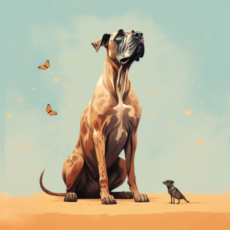 a side view shot of a big dane butterfly, sitting and looking to its right. the illustration style resembles oliver jeffers' vintage book illustrations, with a touch of magic realism. this official art is a detailed digital illustration, capturing the beauty of the butterfly in 8k full hd resolution. ai generatedの素材