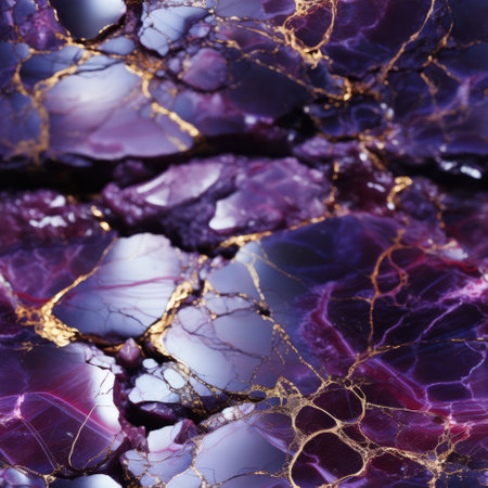 purple and gold marble surface tiled hd wallpaper by kim_mrs_b. surreal and dreamlike imagery with contrasting lights and darks. focus on joints and connections, cracked and surrealistic elements. intricate landscapes with ultrafine detail. ai generatedの素材