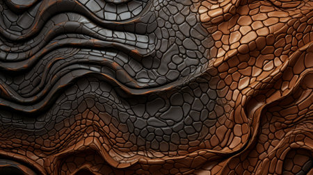 a leatherlike wallpaper for android featuring surreal organic shapes, textured compositions, sculptural landscapes, colorful woodcarvings, dark bronze, black, and photorealistic detail. the wallpaper showcases cracked patterns, adding a touch of intrigue and uniqueness to your device's background. ai generatedの素材