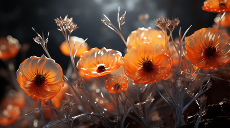 a close-up portrait photograph showcasing the godly realism of unknown mycobacterium leprae biological virus alien flowers. the image captures the brittle yet beautiful and dry elegance of the flowers, with rich and vivid contrast. shot on a 100mm lens at f/2.0, the photo exhibits a depth of field and black tones that are crisp and realistic. the natural lighting adds an impressive touch to thisの素材