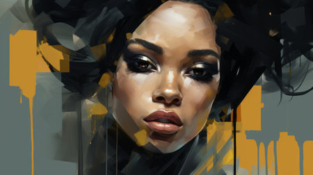 an abstract painting featuring a belgian dubbel beer as the subject. the artwork is inspired by the style of rihanna and incorporates elements of art and creativity. the composition showcases art figures and a skilled painter, with a color palette dominated by shades of black. ai generatedの素材