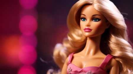 an ultra-realistic barbie doll is showcased in this intricately detailed photograph. shot on a 25mm lens, the image features a depth of field and tilt blur effect. the lighting setup includes half rear lighting and dramatic backlighting, creating a stunning and dynamic pose. with its insanely detailed and intricate elements, this photograph is a testament to the artistry of photography. ai generatedの素材