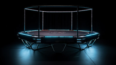 an ultra-realistic, insanely detailed trampoline is showcased in this photograph. the intricate details of the trampoline are captured beautifully, with a dynamic pose and dramatic lighting. shot on a 25mm lens, the depth of field and tilt blur add to the overall aesthetic. the photo is enhanced with various techniques such as super-resolution, volumetric lighting, and screen space reflections. the result is an elegant andの素材