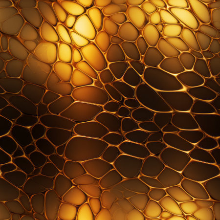 a gold veins background for wallpaper featuring luminous 3d objects in an orange and brown color scheme. this digitally enhanced image showcases net art with organic biomorphic forms and realistic lighting. the design has a neo-mosaic aesthetic, making it a visually captivating choice for any digital or print project. ai generatedの素材