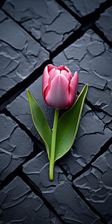 cracked ground in dark gray and pink hues showcases a poetic elegance, with photorealistic accuracy. this captivating image captures the essence of flower power, while incorporating post-processing techniques. it serves as a reminder of environmental awareness and evokes a sense of drama and somberness, reminiscent of religious works. ai generatedの素材