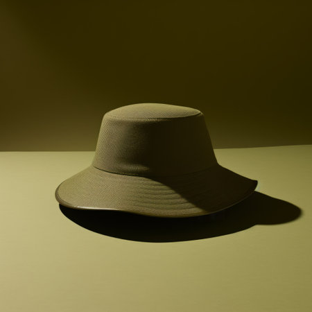 a 3d render of a grey brown hat, showcasing dramatic light and shadow. the minimalist color field adds a touch of elegance to the composition. the green hue complements the overall aesthetic. captured with a ricoh gr iii, this monochromatic composition exudes a sense of sophistication. perfect for a heatwave, the use of fabric adds texture and depth to the image. ai generatedの素材