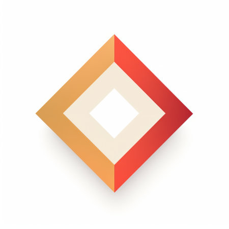a red and orange geometric logo, inspired by dutch tradition and contemporary color fields. the logo features a soft color blending of light white and light bronze, creating a multi-layered effect. the design draws influence from the shin hanga style and utilizes a sparse use of color. ai generatedの素材