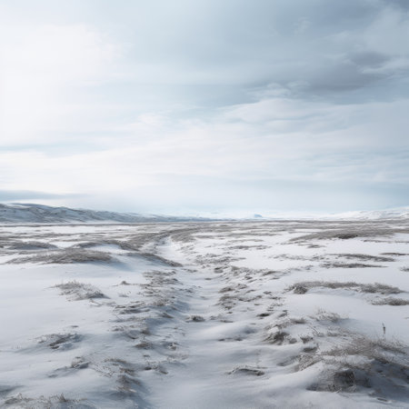 a snow-covered mountain with a path and trees, resembling post-apocalyptic landscapes. this high-quality photo captures the essence of prairiecore and showcases the photobashing technique. the layered and atmospheric composition creates a captivating scene reminiscent of national geographic photography. the image is reminiscent of the work of even mehl amundsen. ai generatedの素材