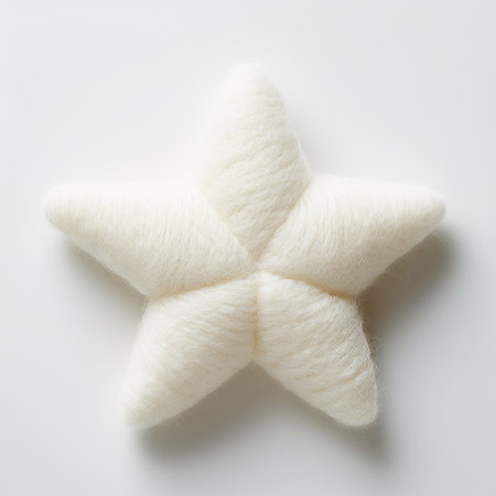 a white star-shaped pompom made of wool, inspired by the artistic style of patricia piccinini. this panel composition showcases the mastery of nell dorr, incorporating symbolic elements. the high-resolution image features a sailor moon design against a clean white background. ai generatedの素材
