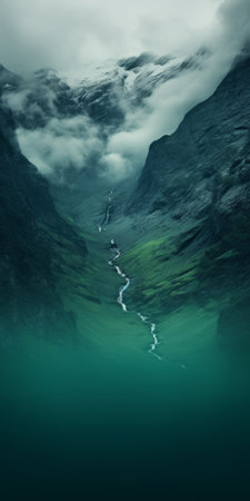 a lagoon wallpaper featuring calming and introspective aesthetics. the lagoon water is a beautiful blend of dark green and light aquamarine, creating a soothing atmosphere. this webcam photography captures the serene beauty of the lagoon, with its dark turquoise waters and light brown surroundings. the mountainous vistas in the background add a touch of grandeur to the juxtaposed imagery, reminiscent of the swiss style. aiの素材