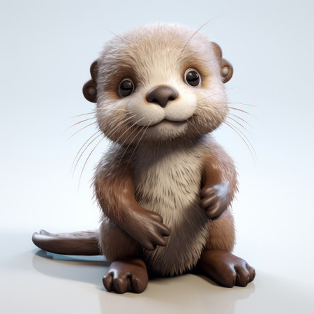 the otter wraith character is a 3d model that embodies a playful and whimsical style, reminiscent of caricature-like illustrations. with hyper-realistic animal features and a shiny, glossy appearance, this uhd image showcases the character's unique charm. the soft-focus technique adds a touch of enchantment, while the influence of minolta riva mini can be seen in the composition. ai generatedの素材