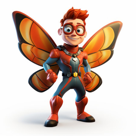3d rendered superhero character samoa, inspired by the style of robert munsch, showcases a polished metamorphosis. created by artist nathan wirth, this vibrant character features a color palette of light orange and red. with a touch of disney animation, samoa is uniquely crafted using intricate insect details by douglas smith. ai generatedの素材