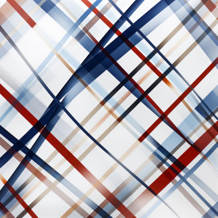 a red, white, and blue abstract vector background featuring intersecting lines in a light gray and indigo style. the composition is multilayered, showcasing a blend of light amber and indigo hues. the design exudes linear elegance with layered fabrications, creating an overall sense of transparency and lightness. ai generatedの素材